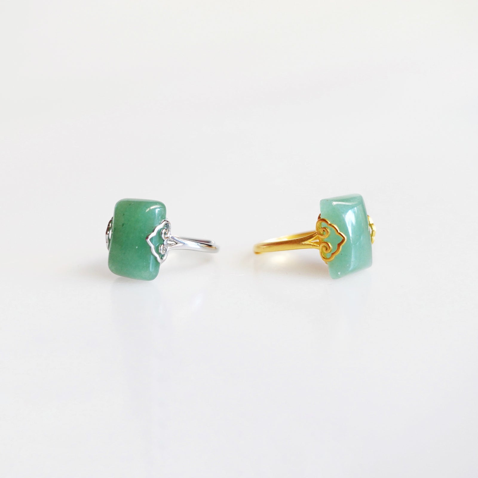 Green Aventurine Ring, Green Gemstone ring, Crystal ring, cocktail ring, sterling silver ring, vintage ring, silver rings for women, rectangle ring, gem rings, handmade ring, real silver rings, 925 ring, boutique ring, Asian ring, Yun Boutique Ring.