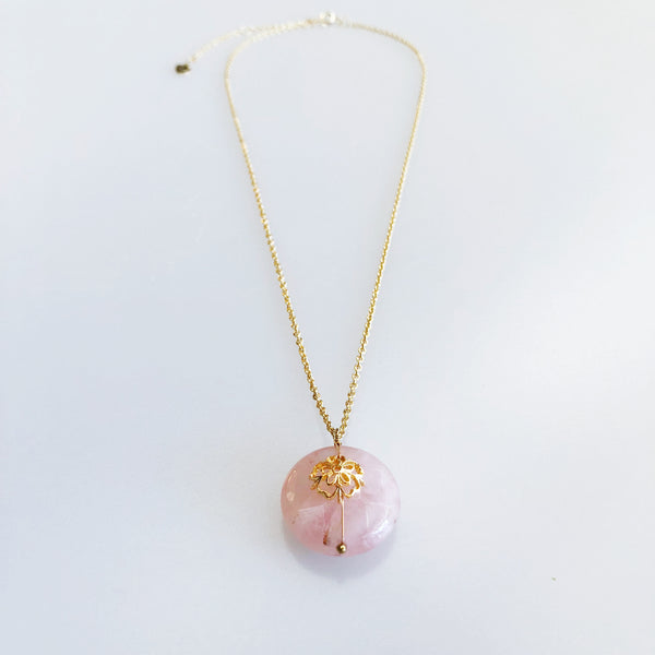 Plum Blossom Necklace in Rose Quartz Asian Boutique Jewelry from