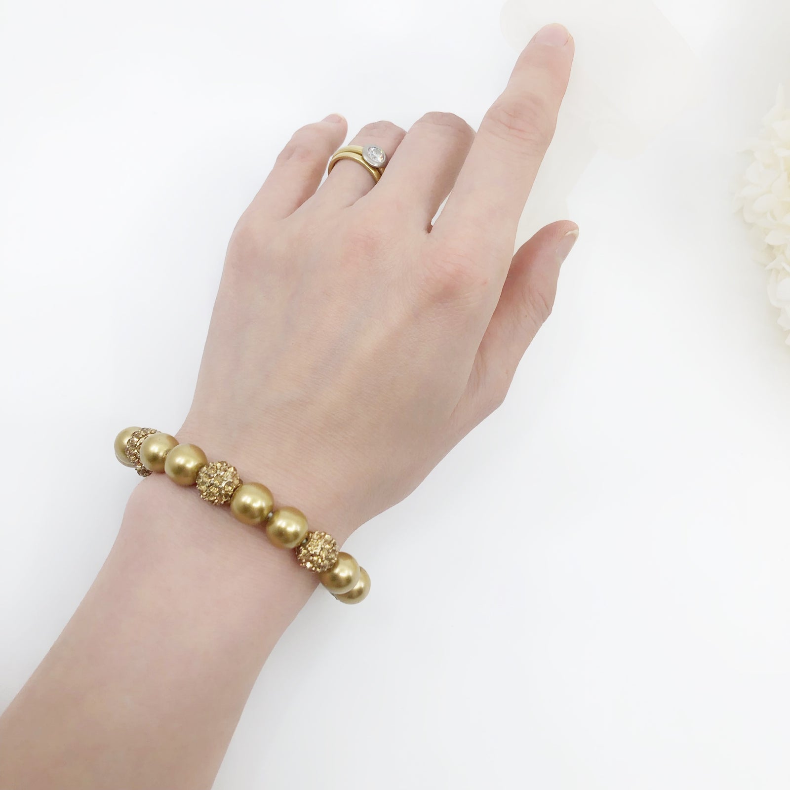 Handmade Gold Faux Pearl Bracelet