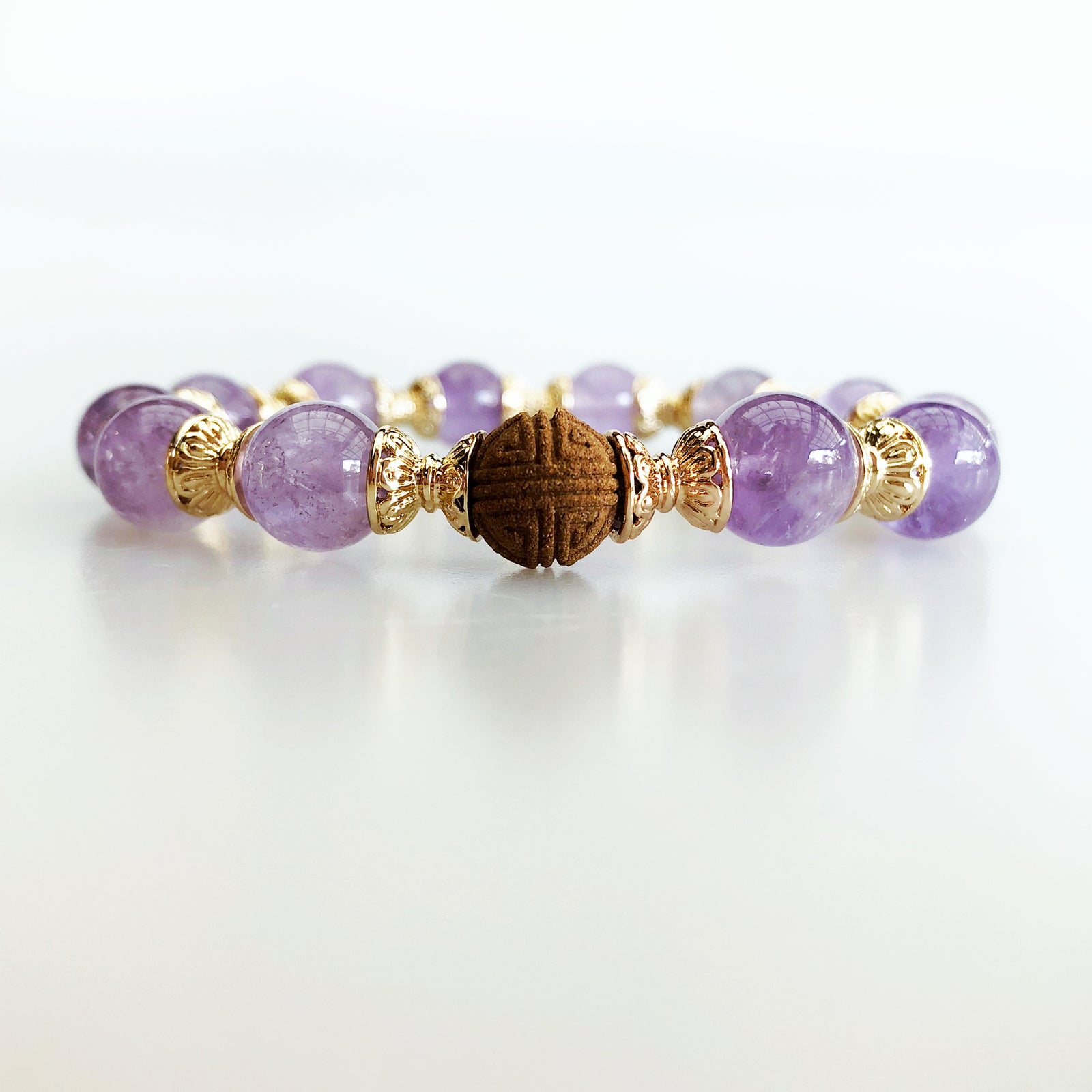 Vintage Style 10mm Amethyst Herbal Bracelet
