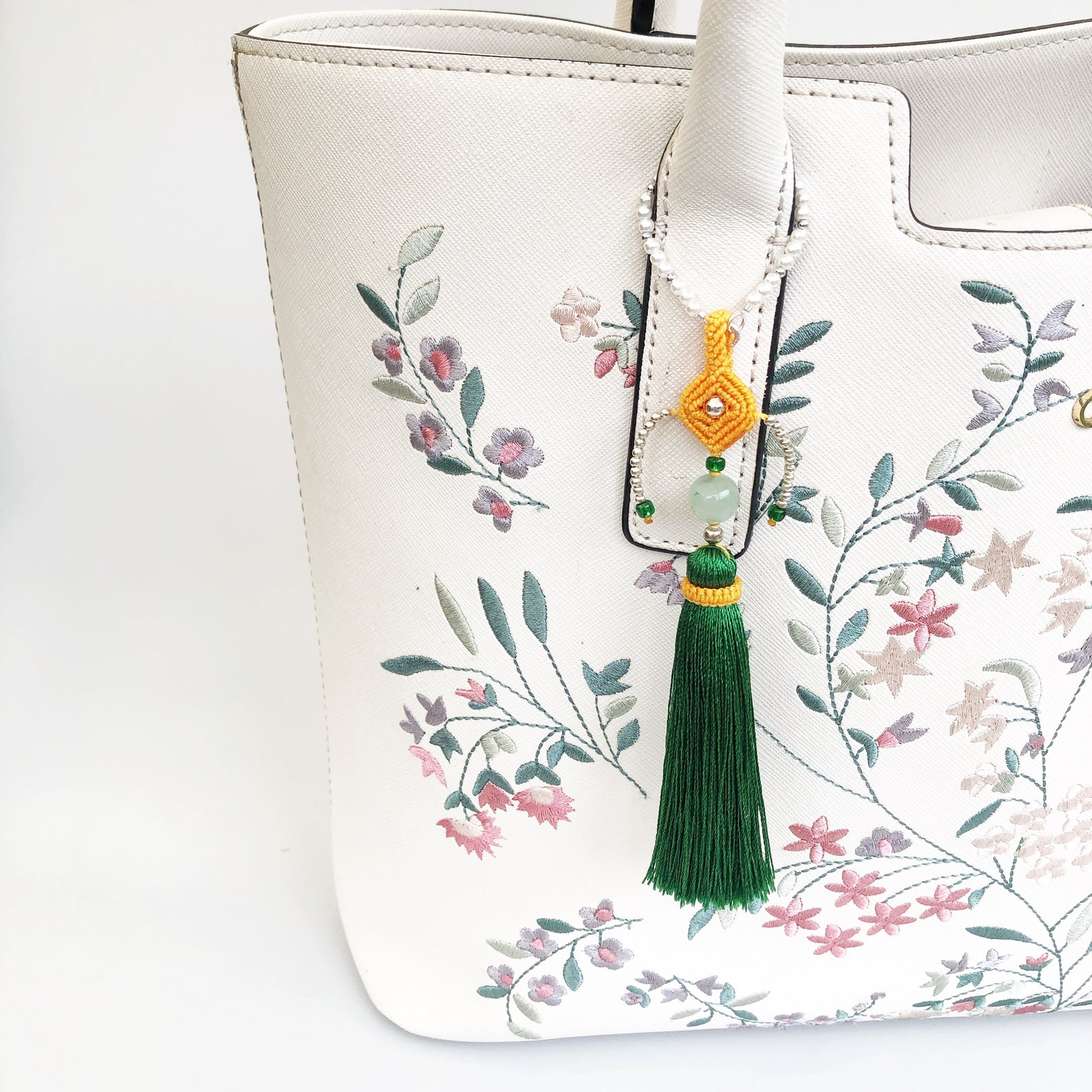 Green Silk Tassel Bag Accessory