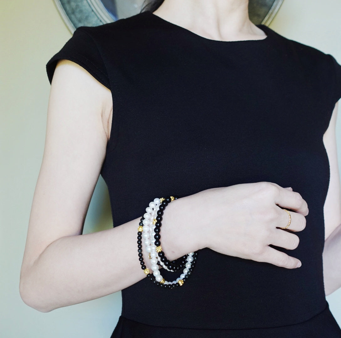 Return to Origin Pearl and Obsidian Opera Necklace - Yun Boutique