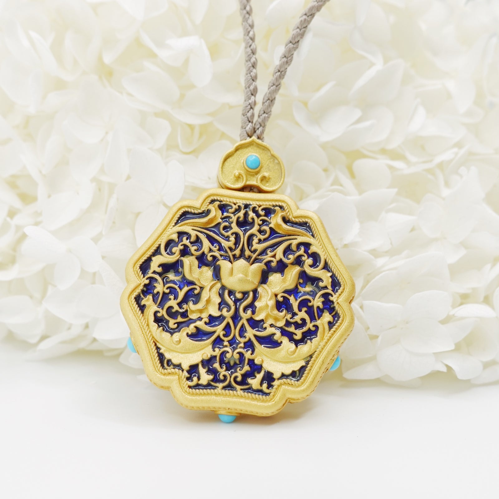 Enamel Lotus Flower Necklace in Sterling Silver - Yun Boutique