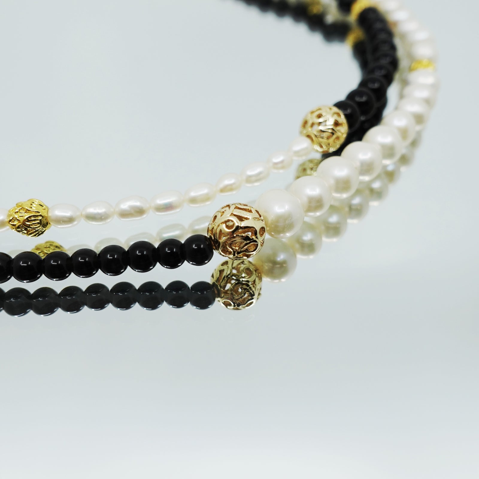 Return to Origin Pearl and Obsidian Opera Necklace - Yun Boutique