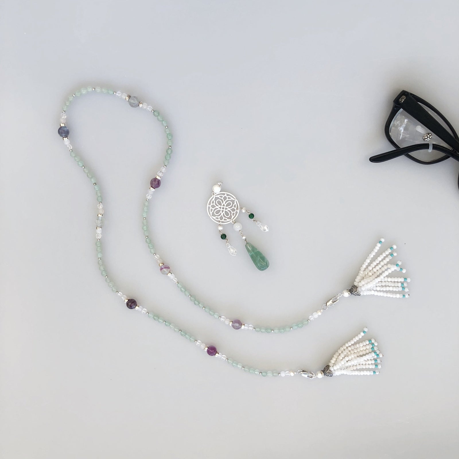 Yun Boutique Aventurine and Moonstone Lariat Necklace