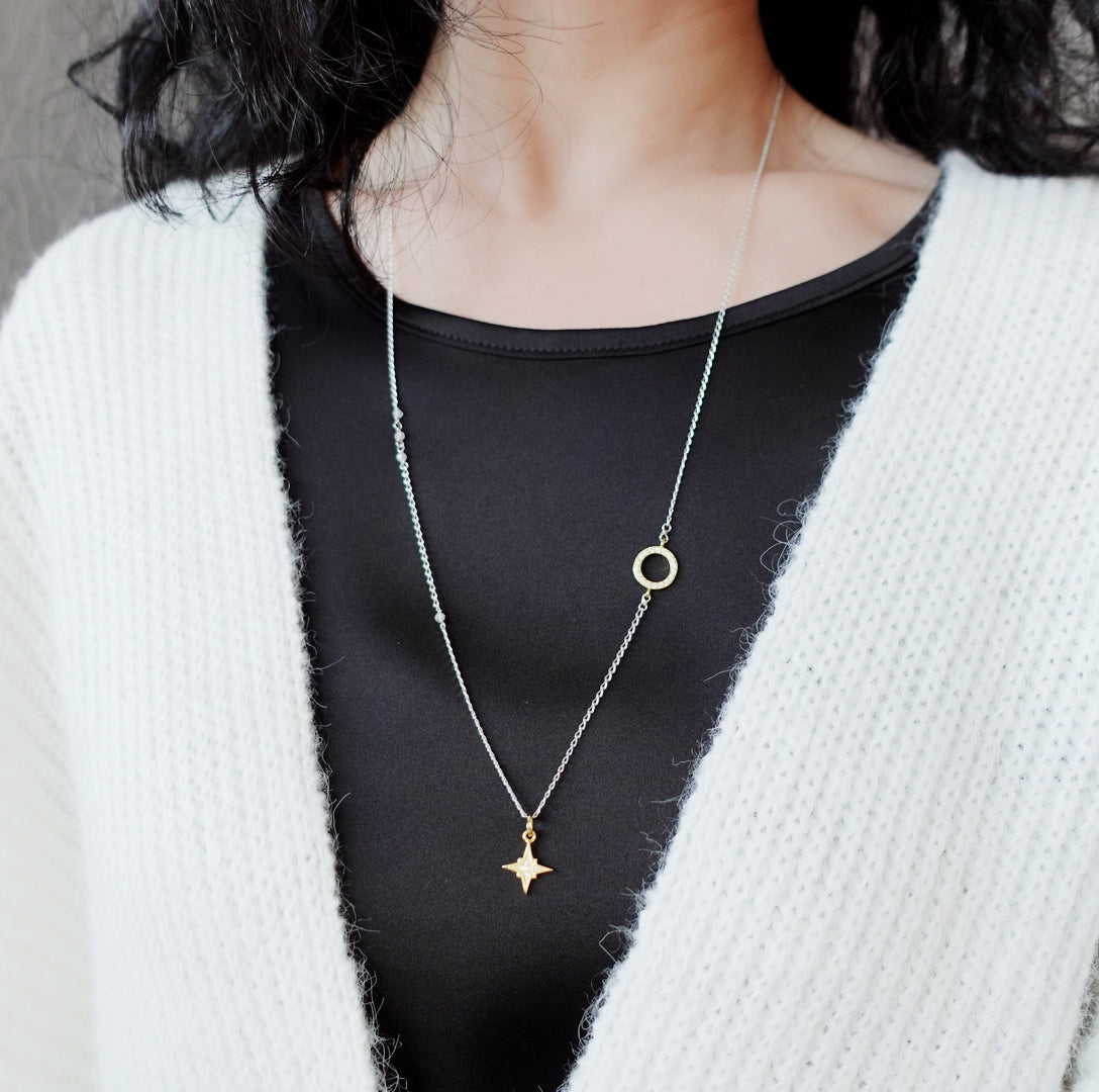 Guiding Star Long Chain Necklace Gold
