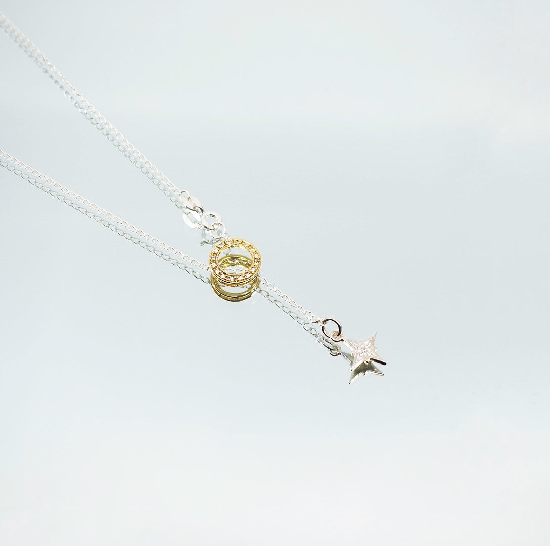 Guiding Star Y Chain Necklace Silver Star