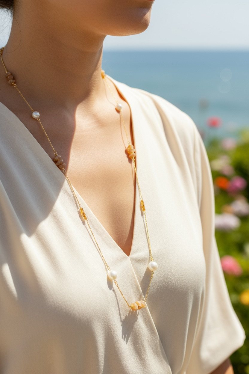 Summer Long Sunstone Necklace - Yun Boutique