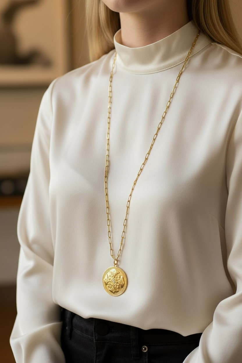 Collar con colgante de diamantes y flores auspiciosas