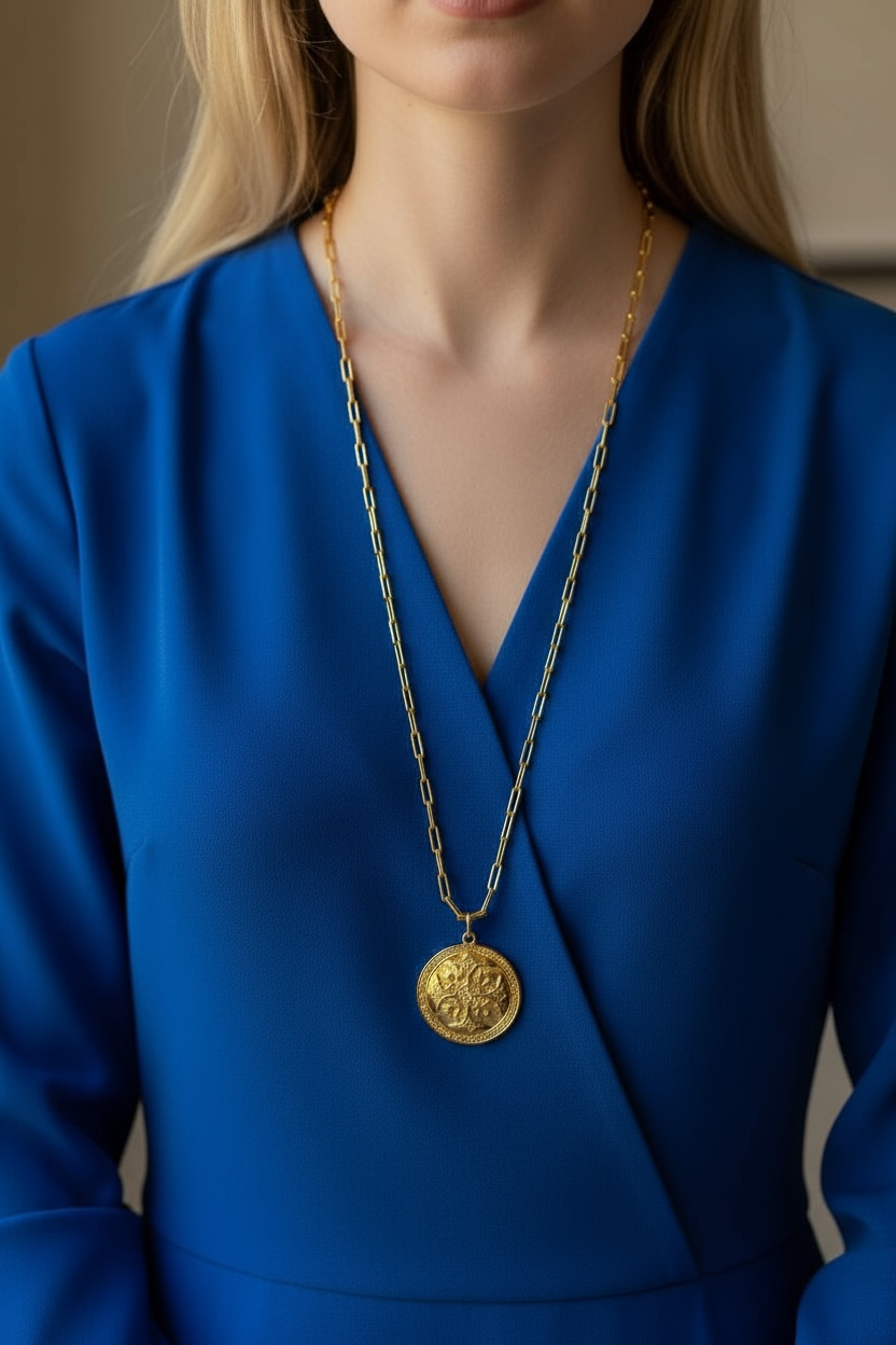 Collar con colgante de diamantes y flores auspiciosas