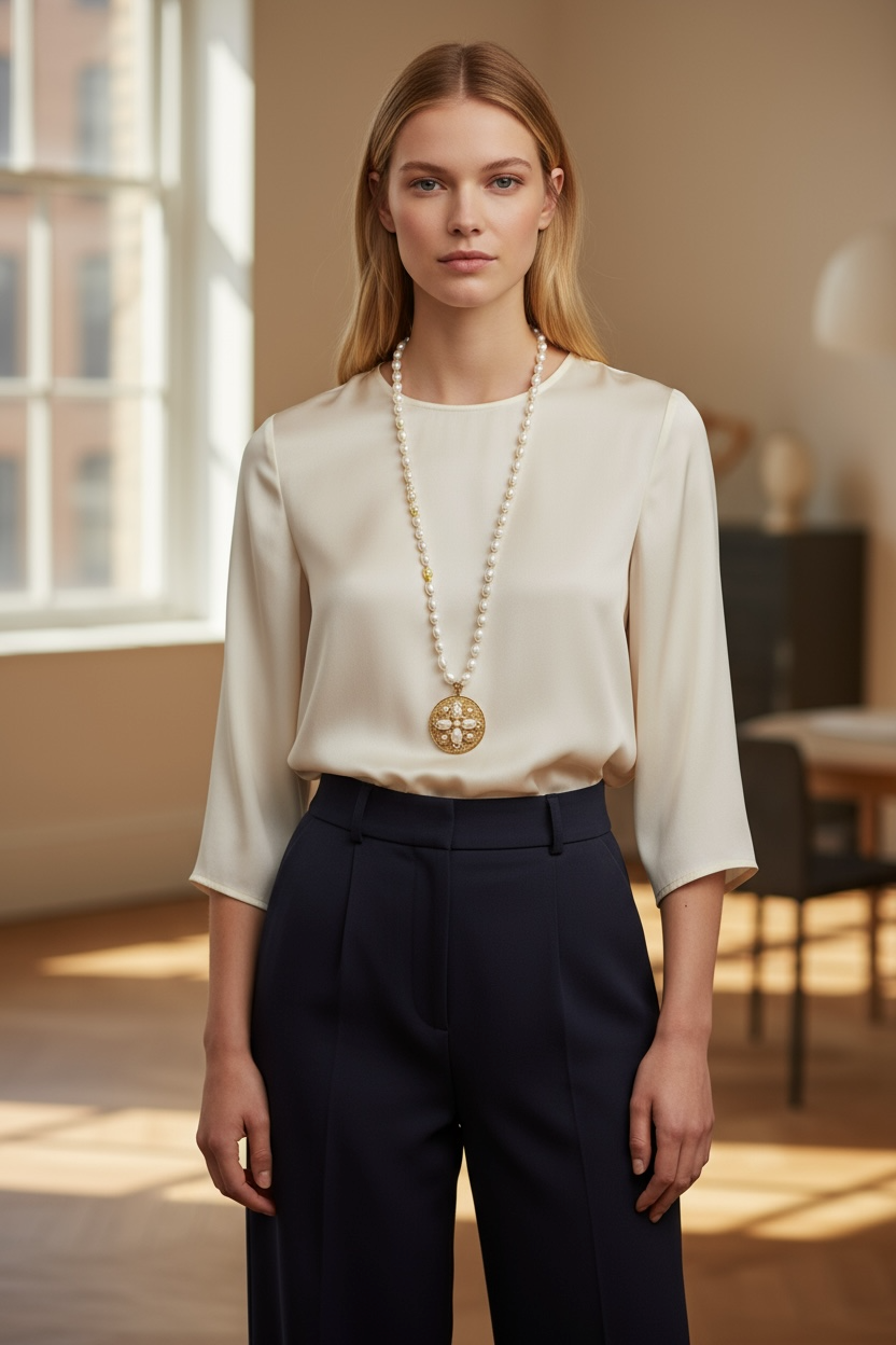 Auspicious Flower Pearl Pendant Gold - Yun Boutique