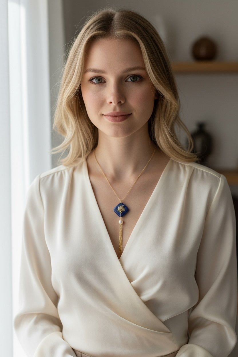 Auspicious Lapis Tassel Necklace - Yun Boutique