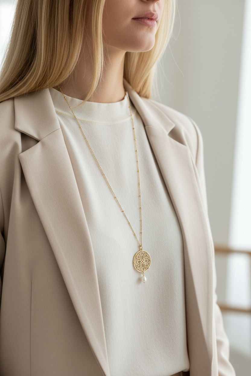 Auspicious Origin Large Pendant Necklace Gold - Yun Boutique