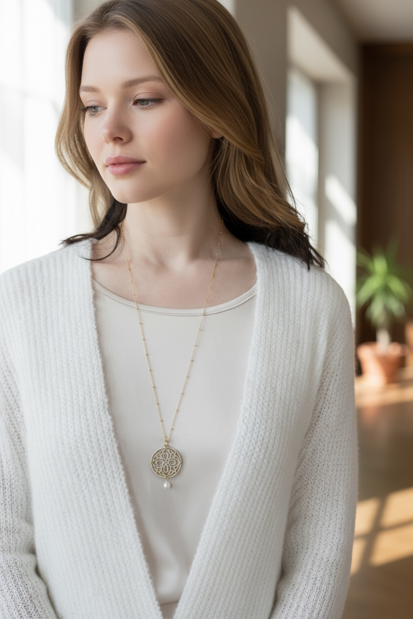 Auspicious Origin Large Pendant Necklace Gold - Yun Boutique