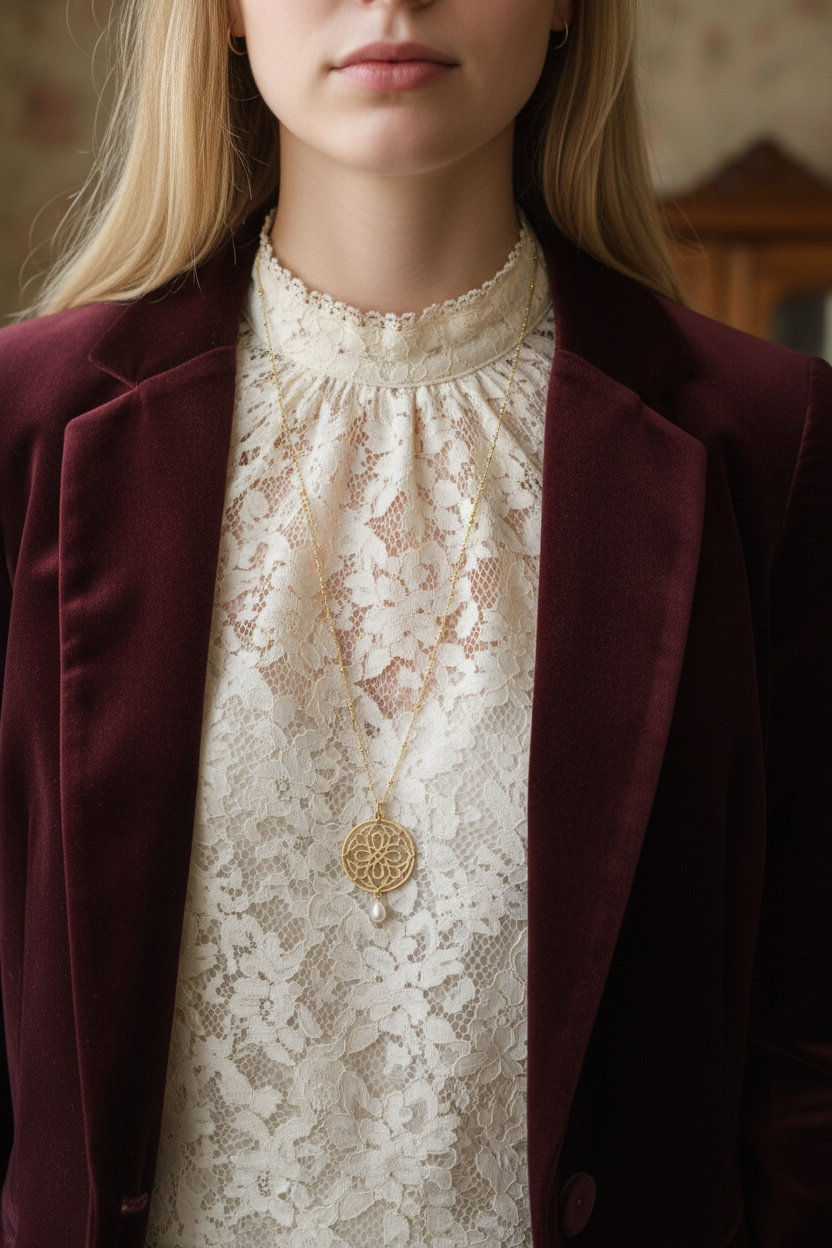 Collar colgante grande de oro con origen auspicioso