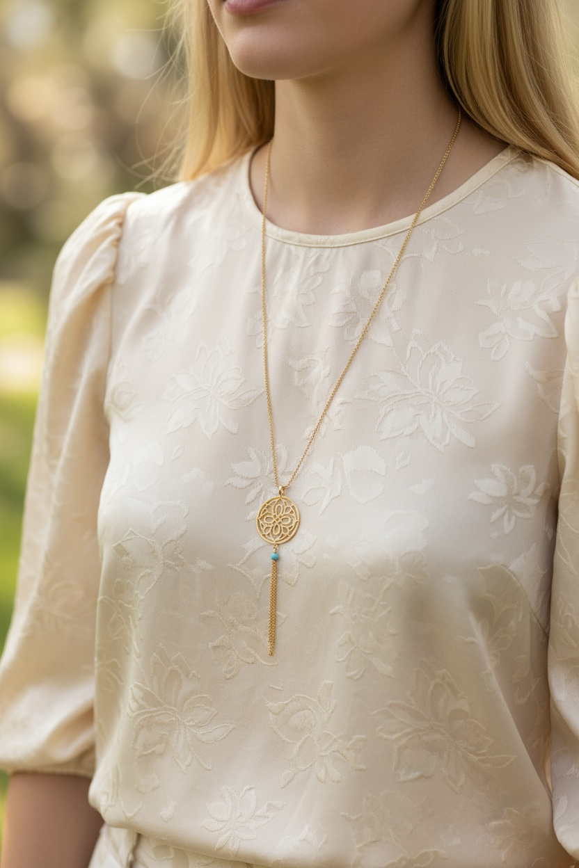 Auspicious Origin Medium Tassel Necklace Gold - Yun Boutique