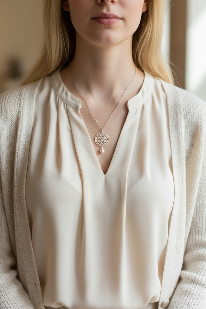 Auspicious Origin Large Pendant Necklace Silver - Yun Boutique