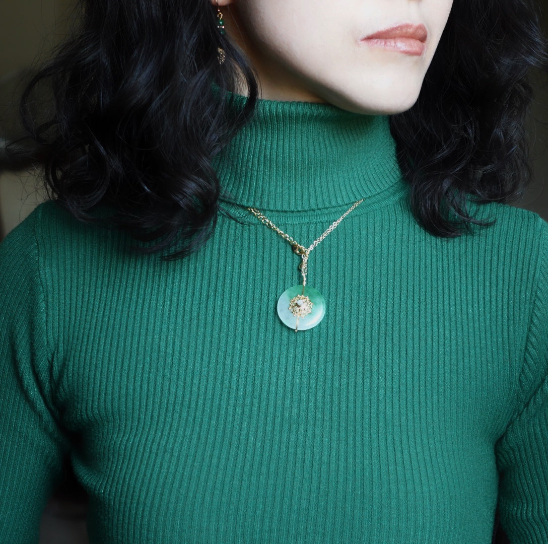 Jade Heart Charm with Leather Cord | Necklaces | Nickel & Suede