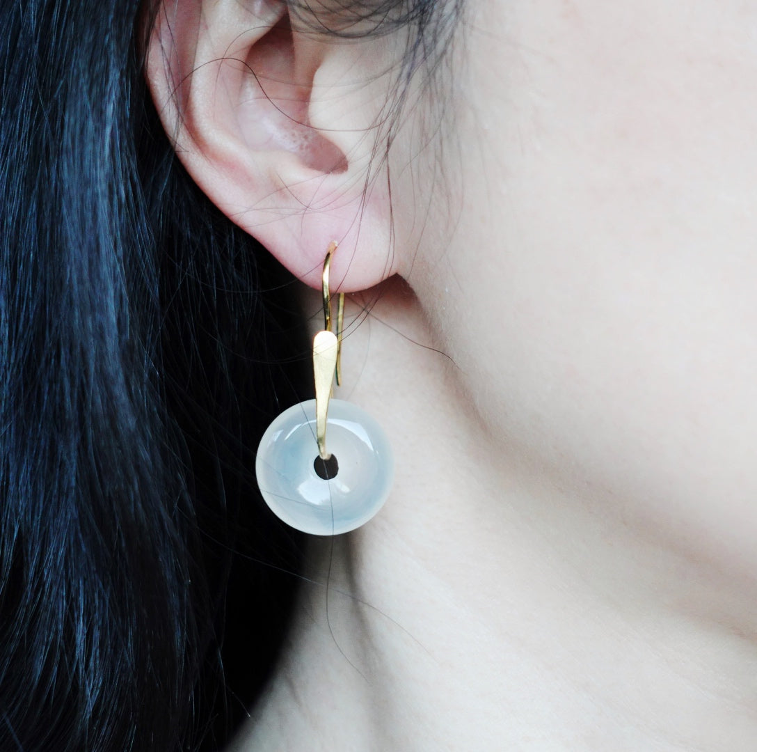 White Agate Donut Earrings - Yun Boutique