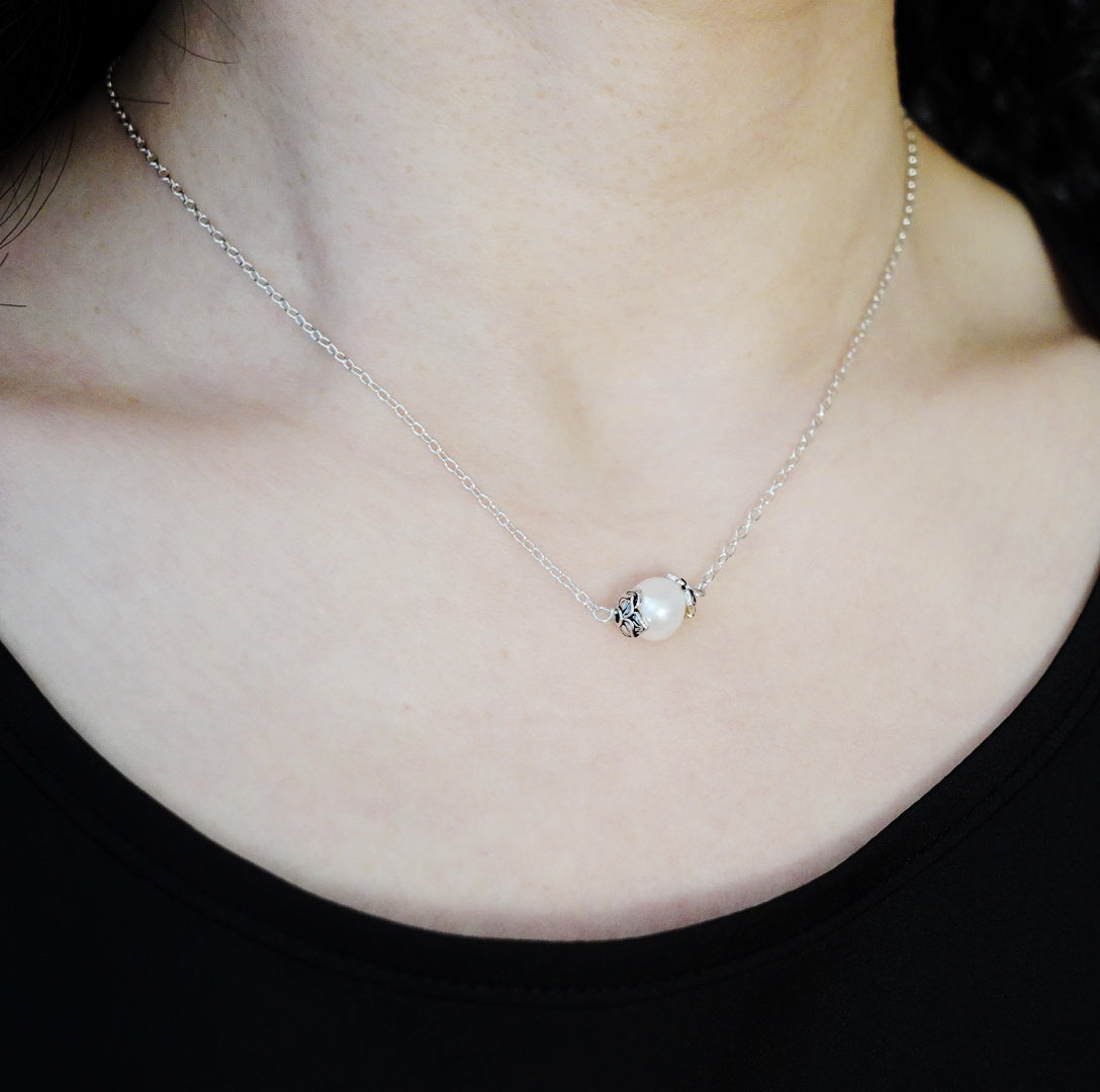 Sterling Silver Pearl Necklace - Yun Boutique