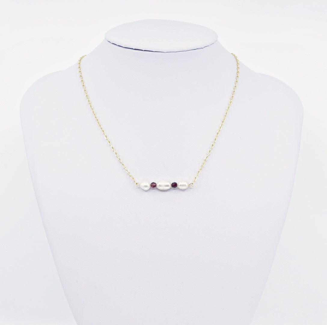 Pearl Cluster Necklace and Earrings Set (Purple) - Yun Boutique