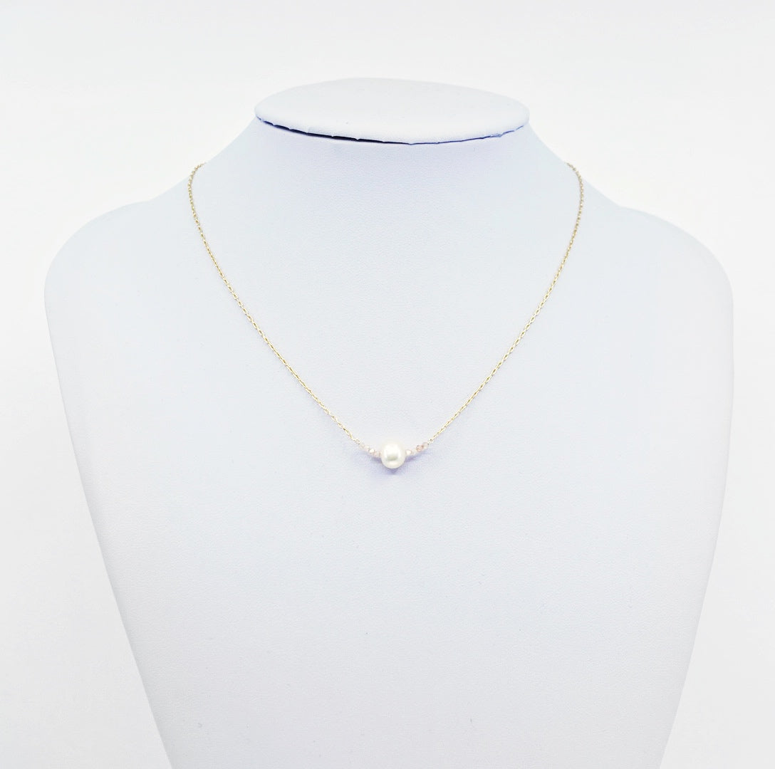 Floating Pearl Line Necklace and Earrings Set - Yun Boutique