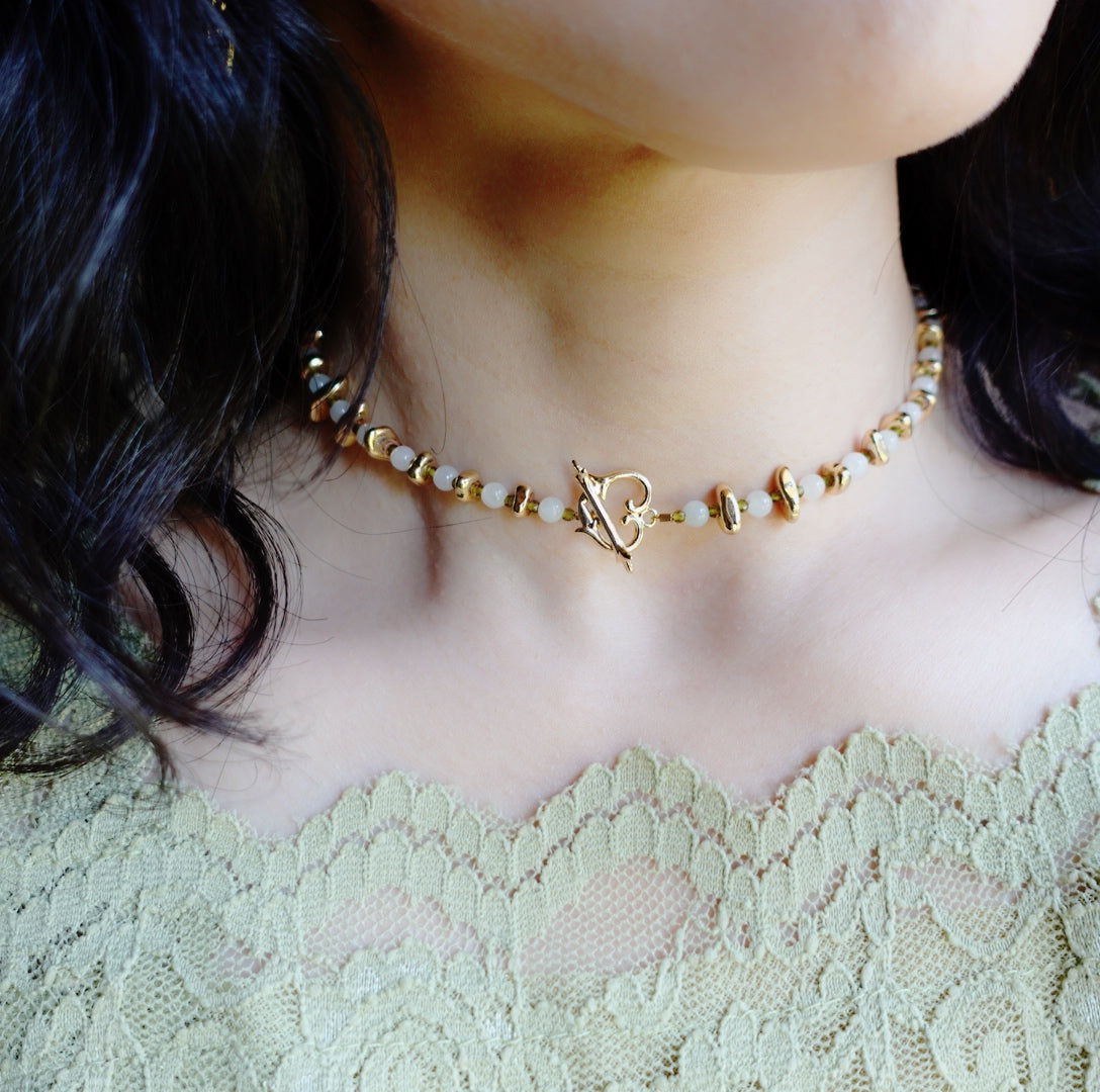 Elf Forest Jadeite Choker Necklace Gold