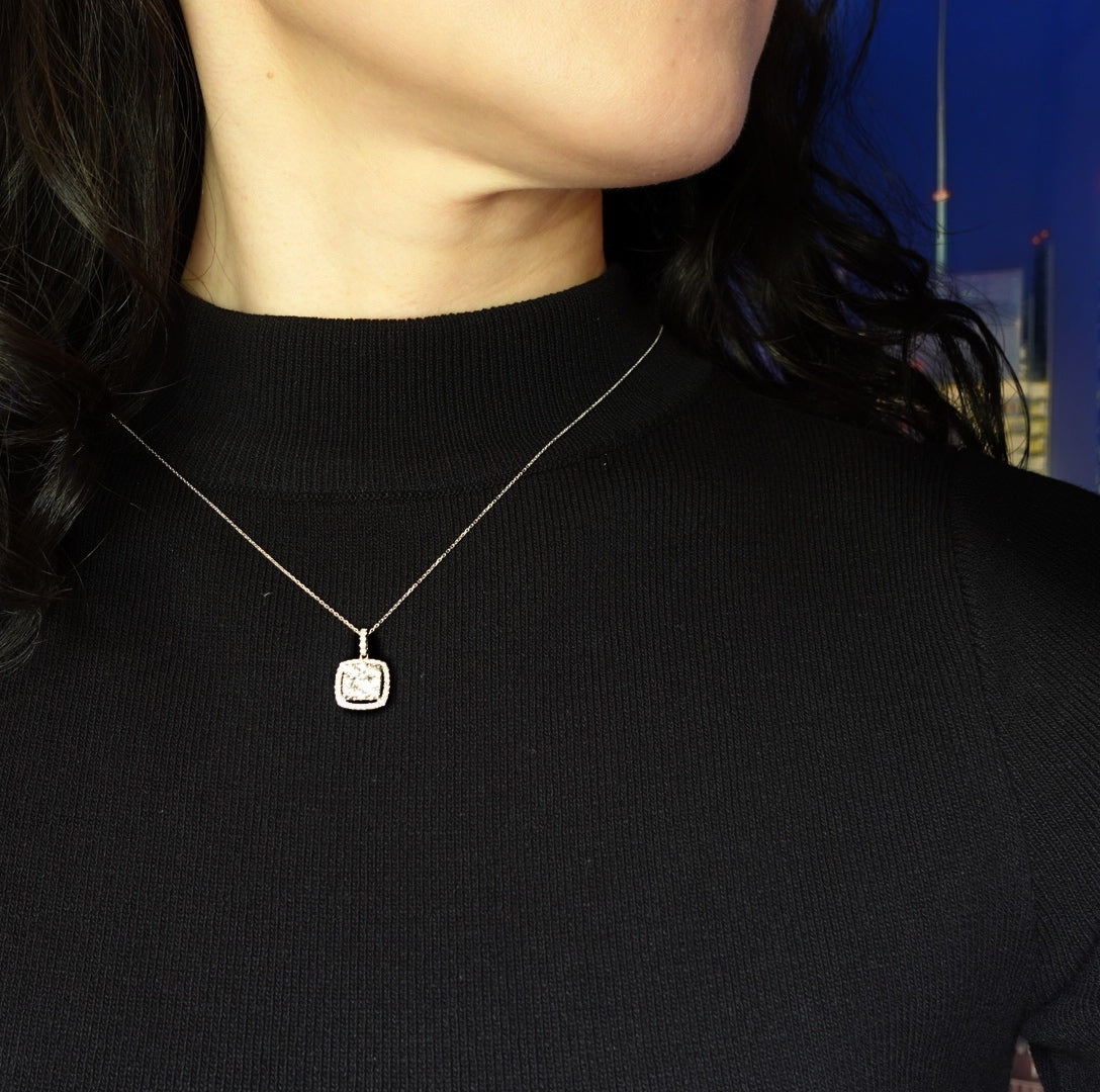 New York Square Pavé Diamond Pendant