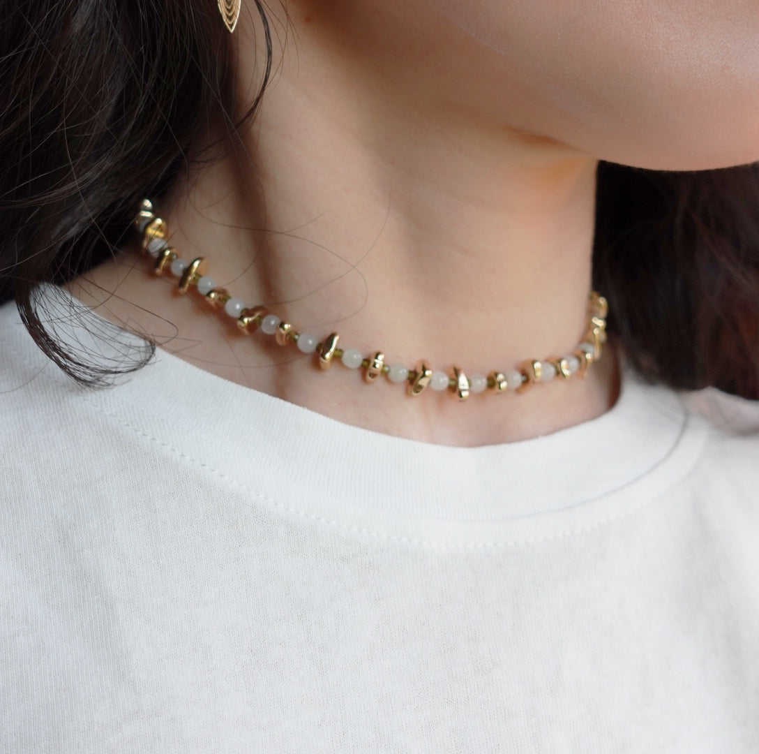 Elf Forest Jadeite Choker Necklace Gold