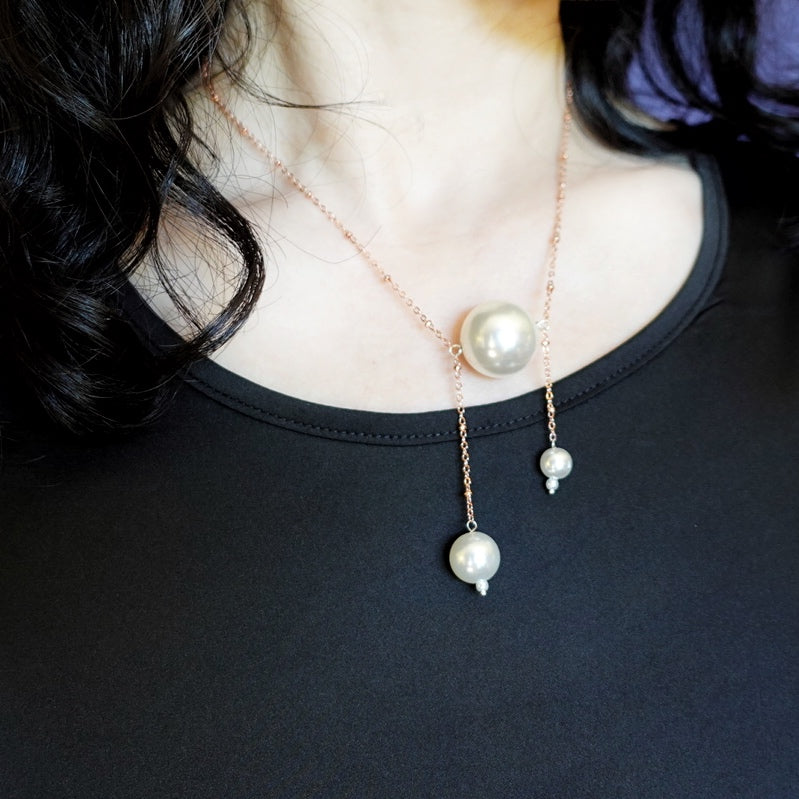 Elegant Faux Pearl Asymmetry Necklace - Yun Boutique