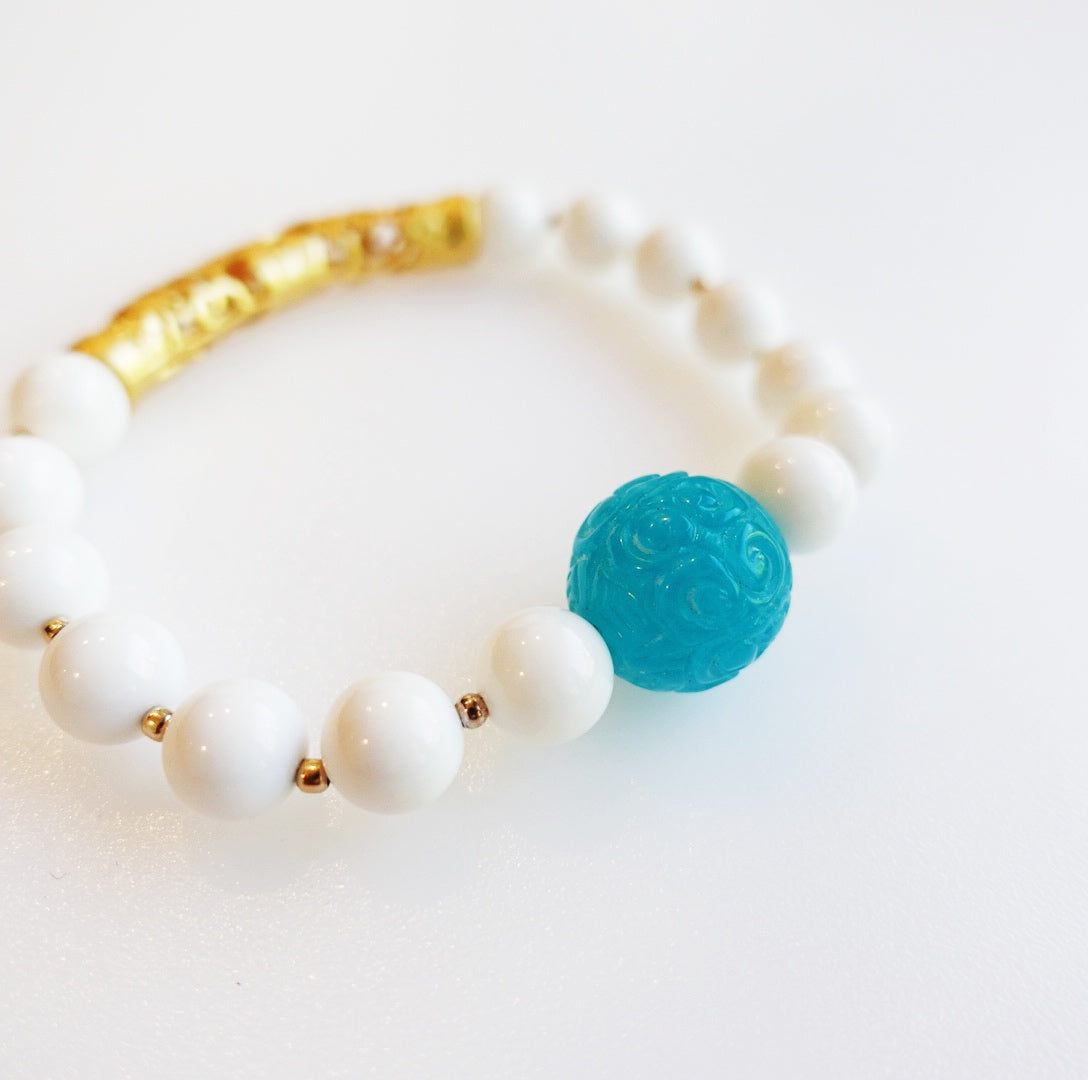 Auspicious Beaded Tridacna Bracelet - Yun Boutique