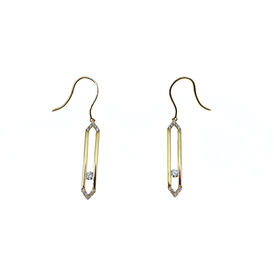 New York Floating Diamond Earrings 9K Gold