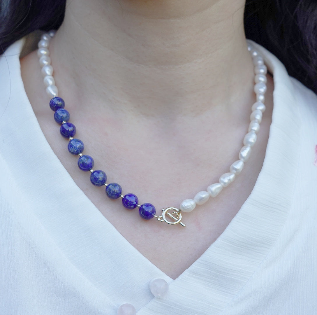 Lapis Pearl Necklace - Yun Boutique