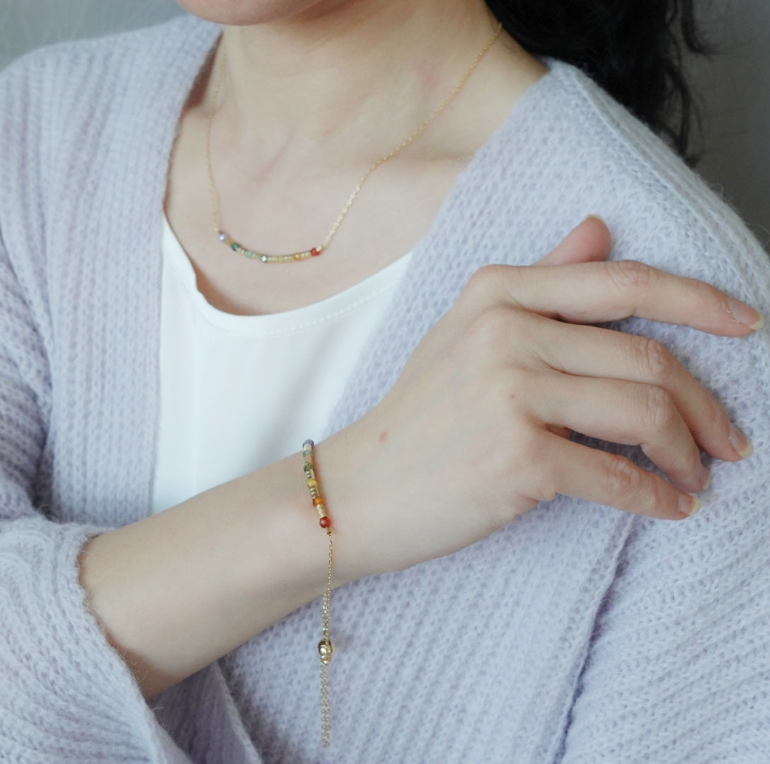 Rainbow Zirconia Bracelet Gold - Yun Boutique