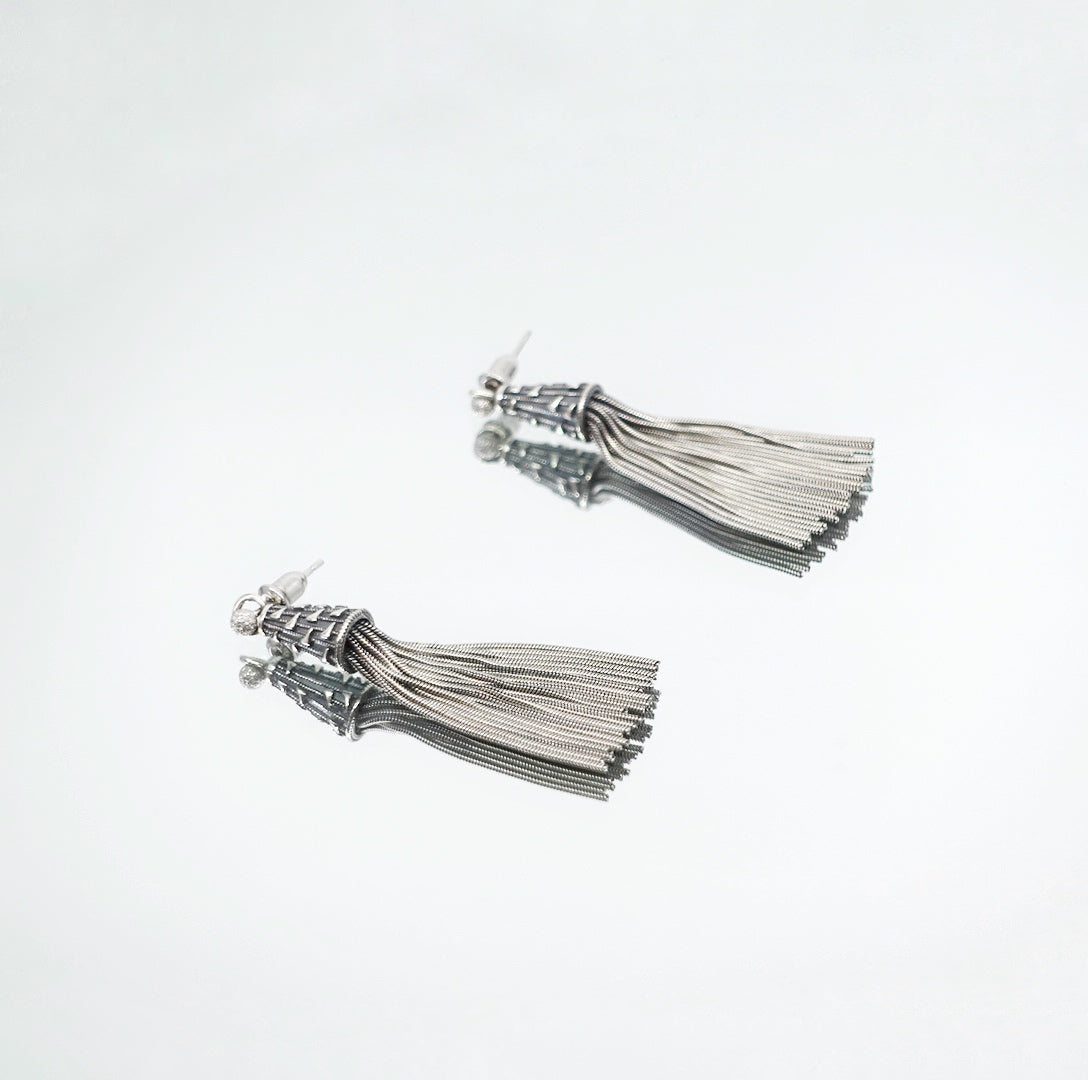 Sterling Silver Tassel Stud Earrings - Yun Boutique