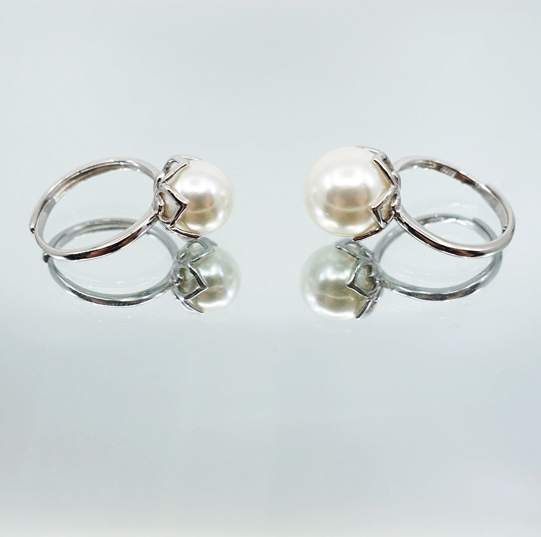 Silver Lotus Pearl Ring
