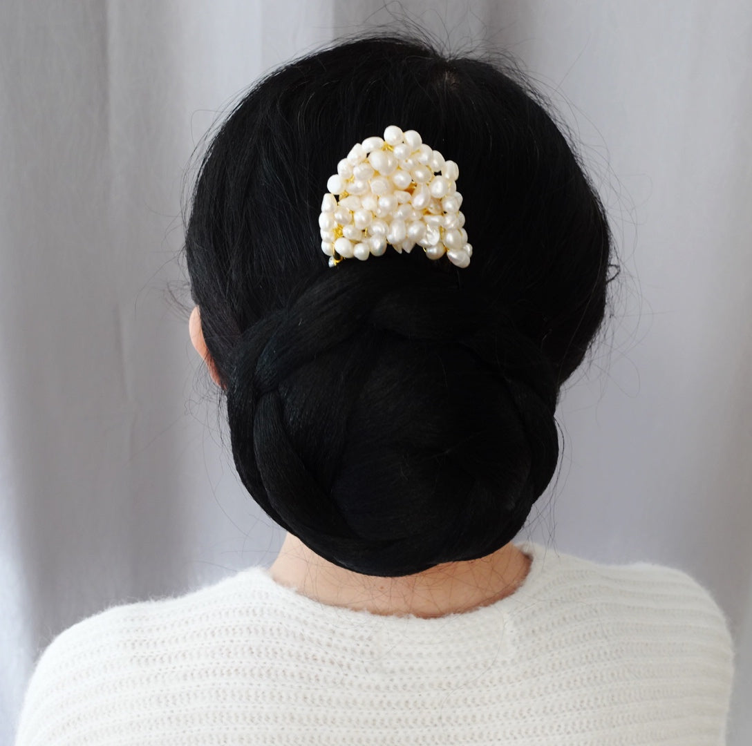 Baroque Pearl Poeny Double-pronged Hairpin - Yun Boutique