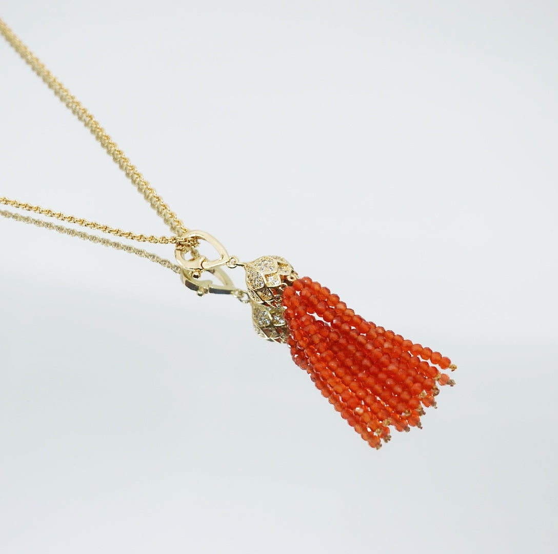 Orange Zirconia Tassel Necklace - Yun Boutique