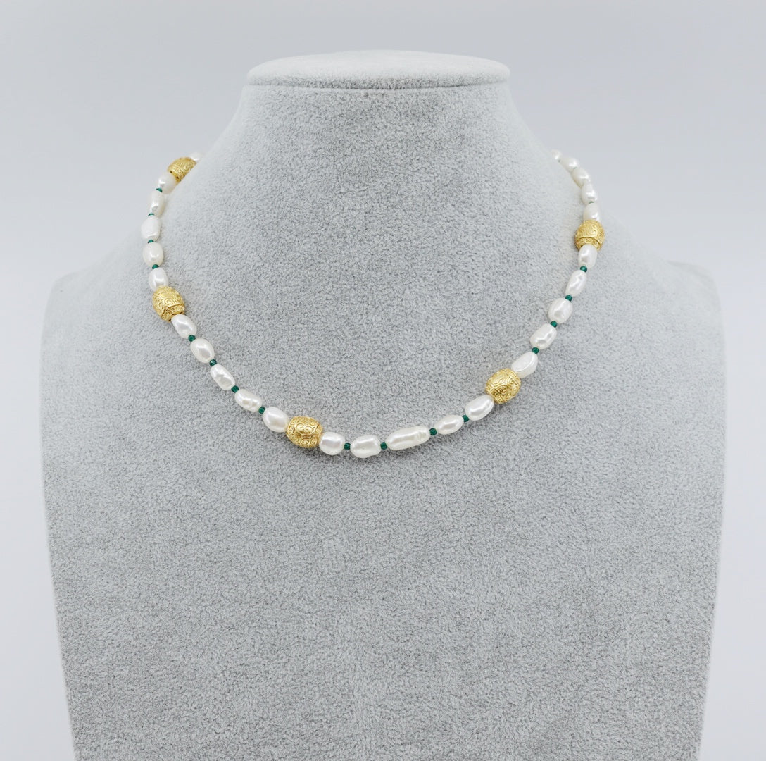 Baroque Pearl Necklace and Bracelet Set with Auspicious Clouds - Yun Boutique