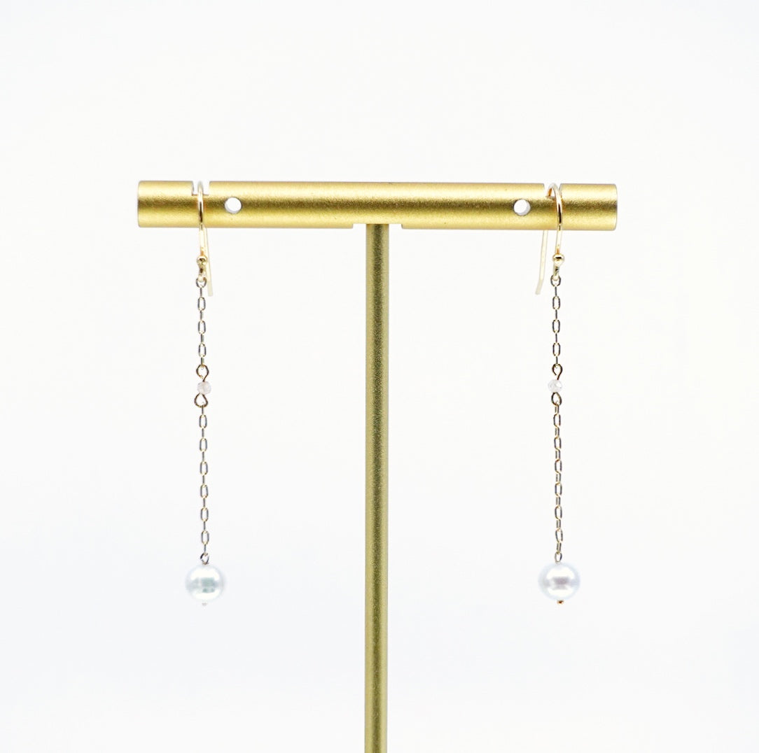 Pearl Dangle Earrings with Champagne Zirconia