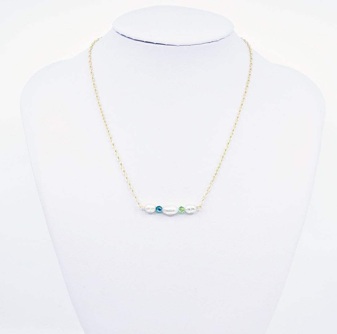 Pearl Cluster Necklace and Earrings Set (Green) - Yun Boutique