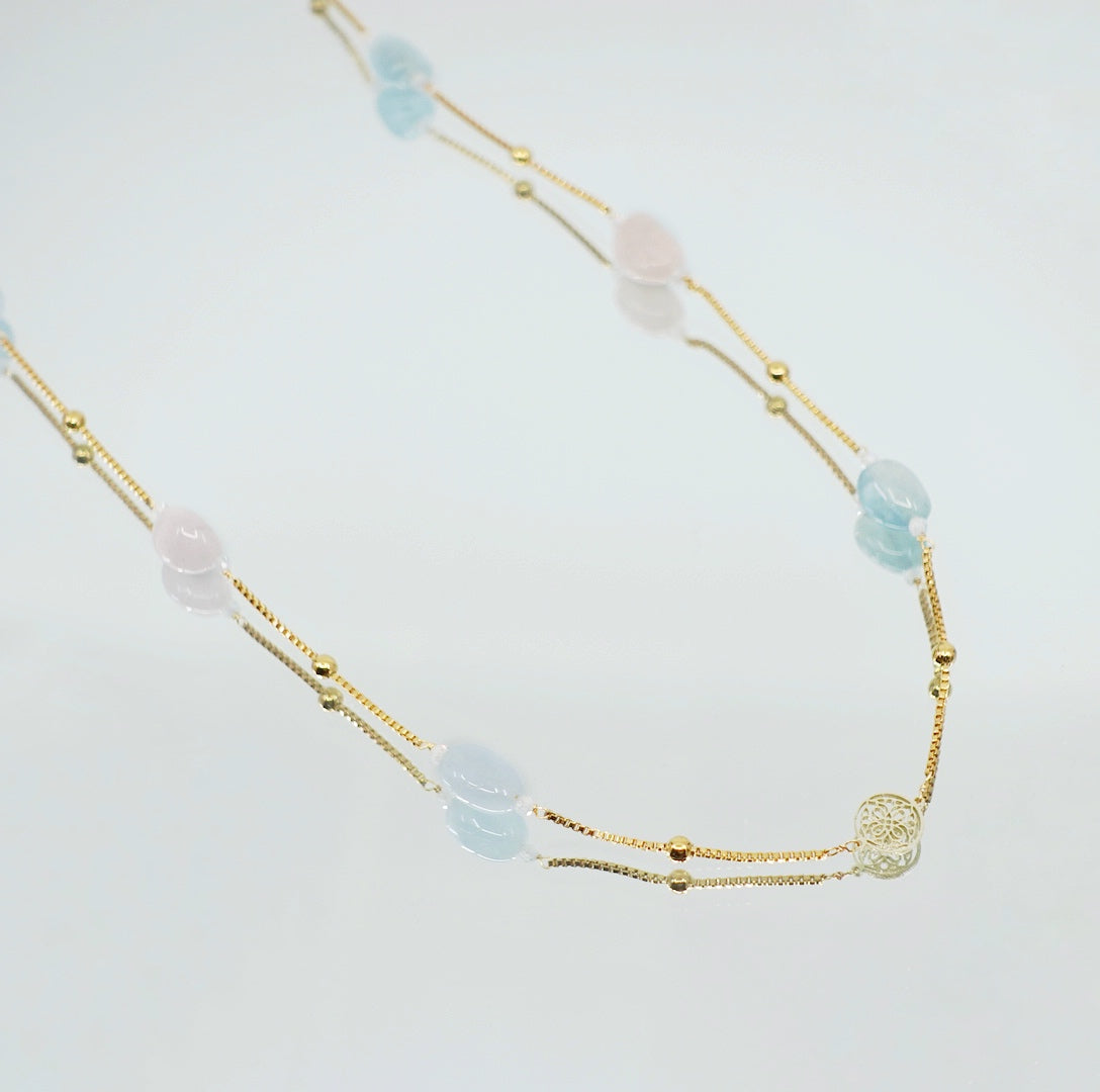 The Nine Morganite Long Necklace - Yun Boutique