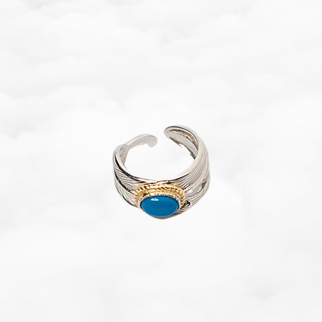 Feather Silver Turquoise Ring - Yun Boutique