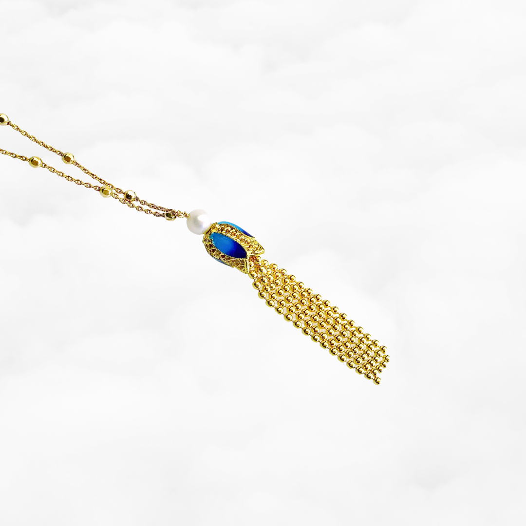 Enamel Flower Tassel Necklace - Yun Boutique