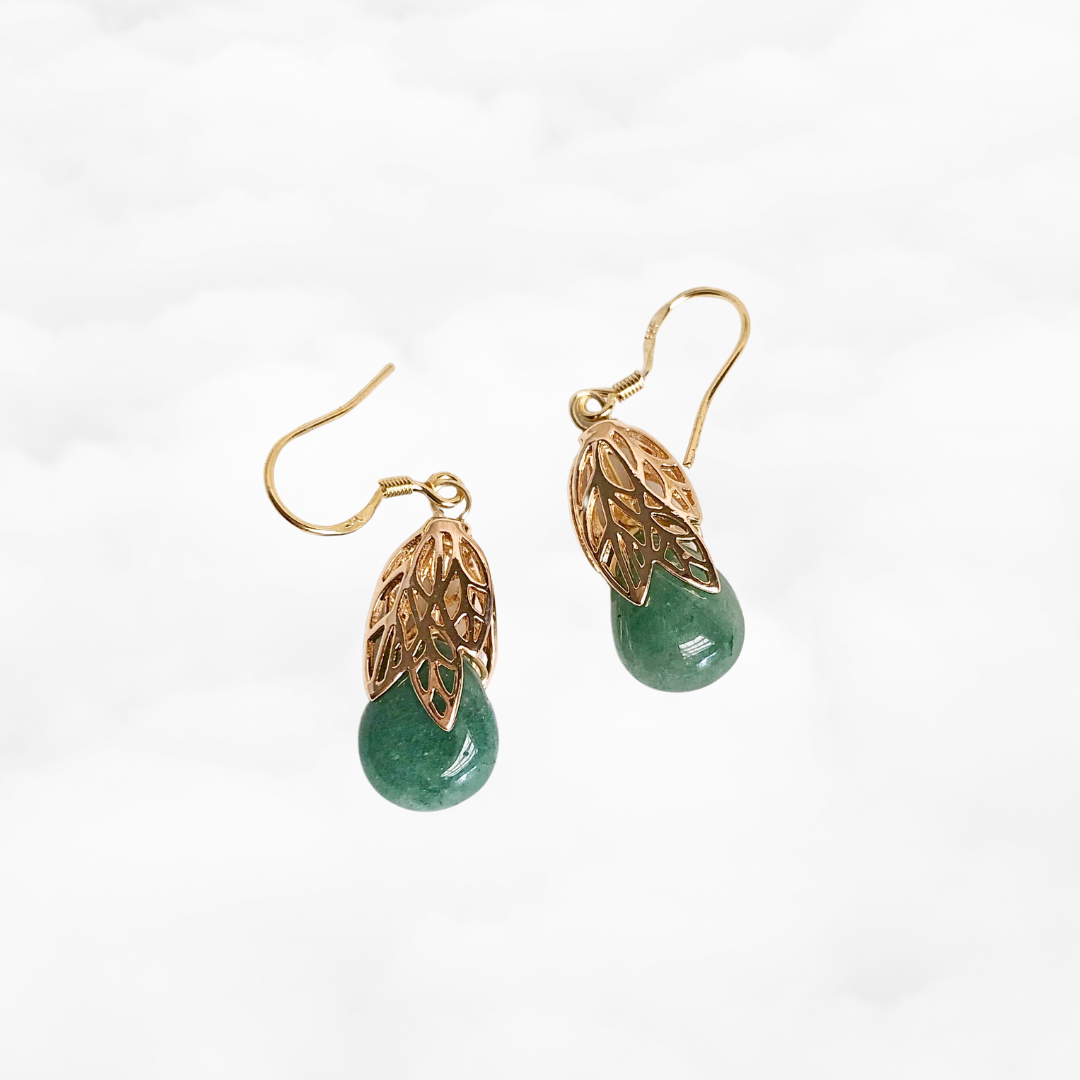 Gold Leaf Aventurine Earrings - Yun Boutique