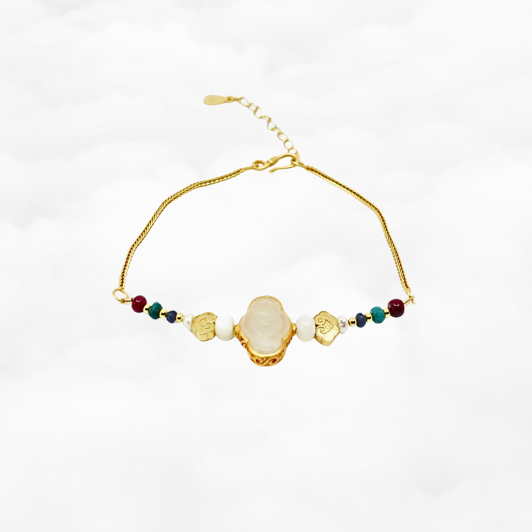 White Jade Auspicious Clouds Vermeil Bracelet - Yun Boutique
