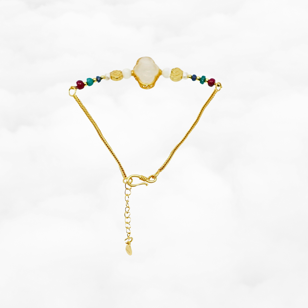 White Jade Auspicious Clouds Vermeil Bracelet - Yun Boutique