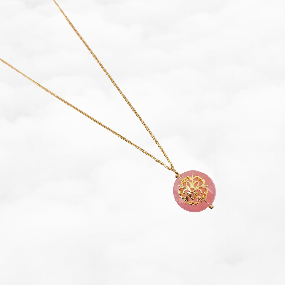 Plum Blossom Cherry Quartz Pendant Necklace | Yun Boutique