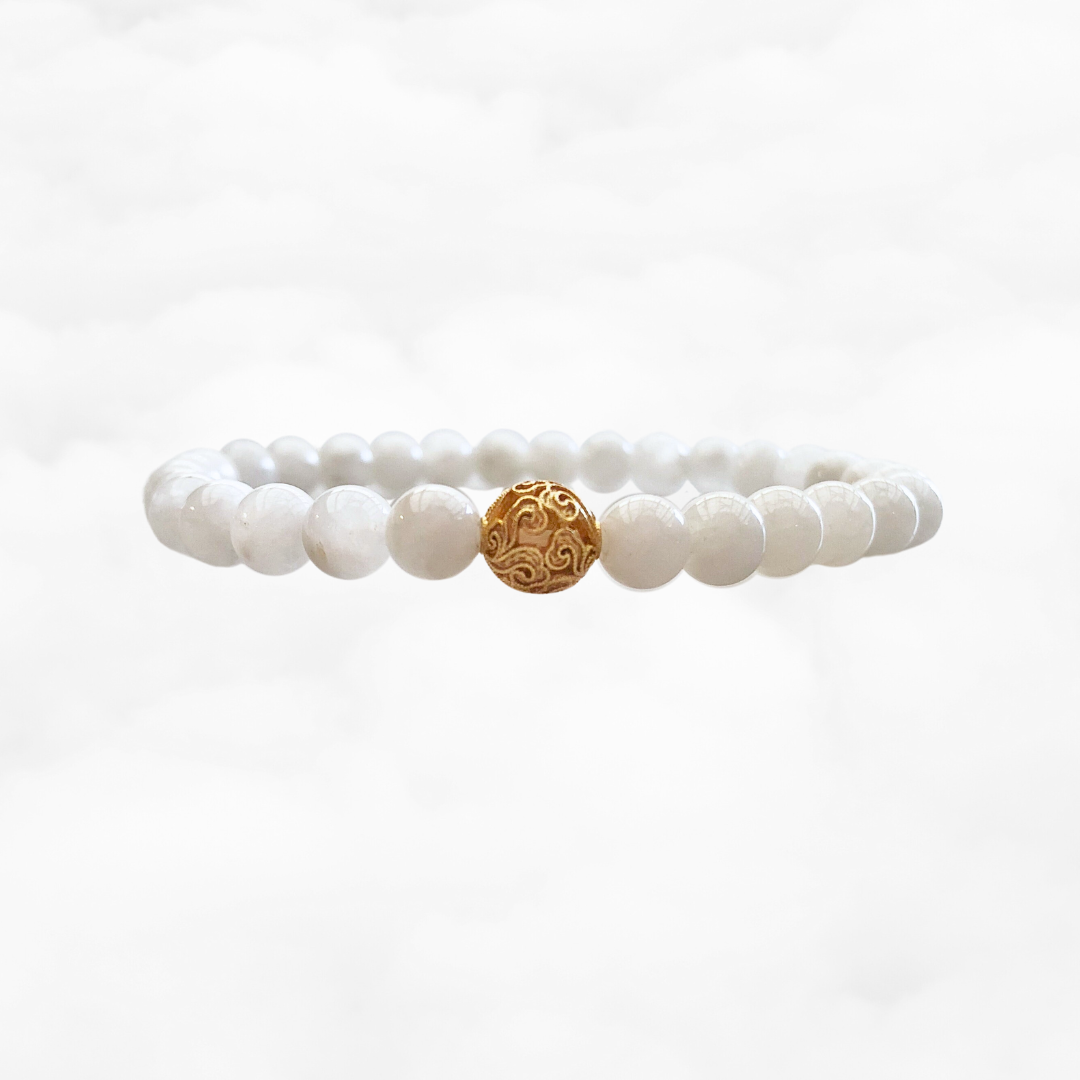 Auspicious Beaded Moonstone Bracelet 8mm - Yun Boutique