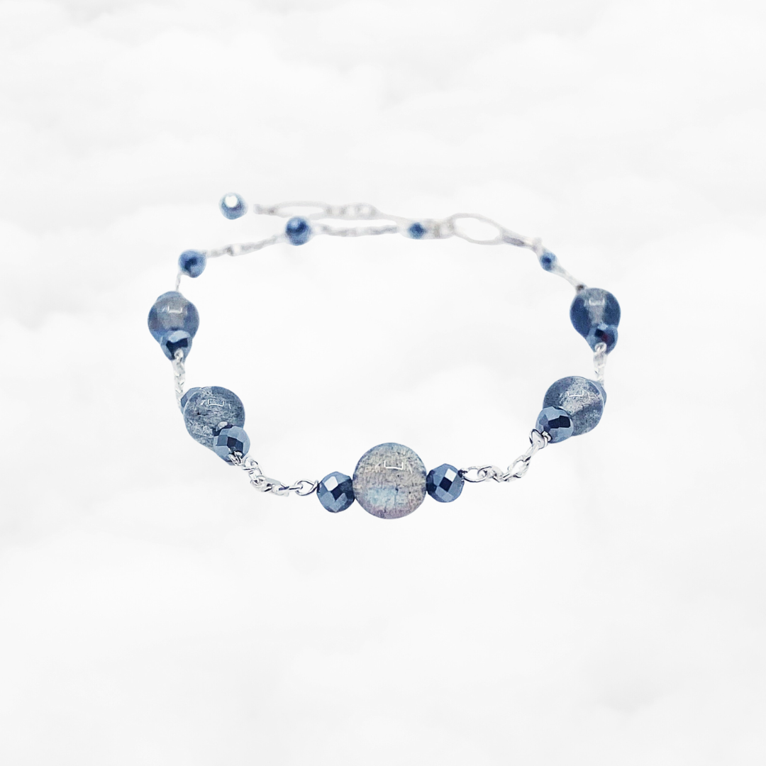 Grey Moonstone Chain Bracelet in Sterling Silver - Yun Boutique